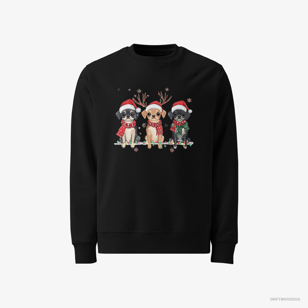 Pug Puppies in a Magical Christmas Atmosphere – Men's Sweatshirt Black – Classic