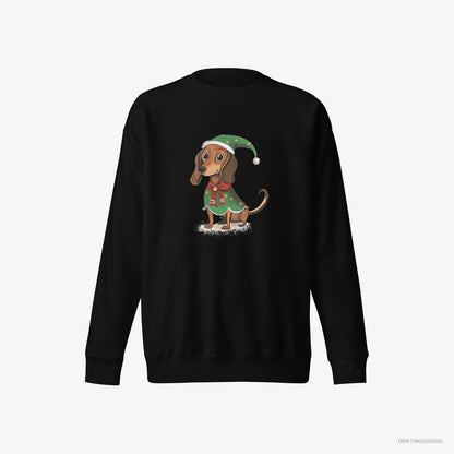 Dachshund Rocking an Elf Costume Black Sweatshirt