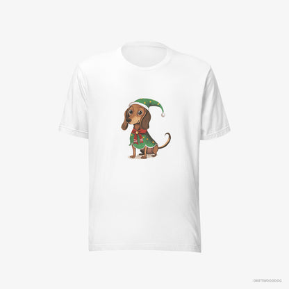 Dachshund Rocking an Elf Costume White T-Shirt