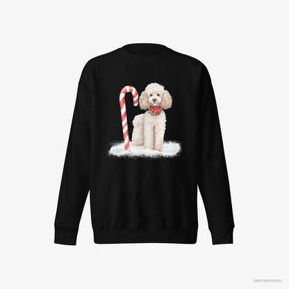 Poodle with a Christmas Candy Cane Black Sweatshirt