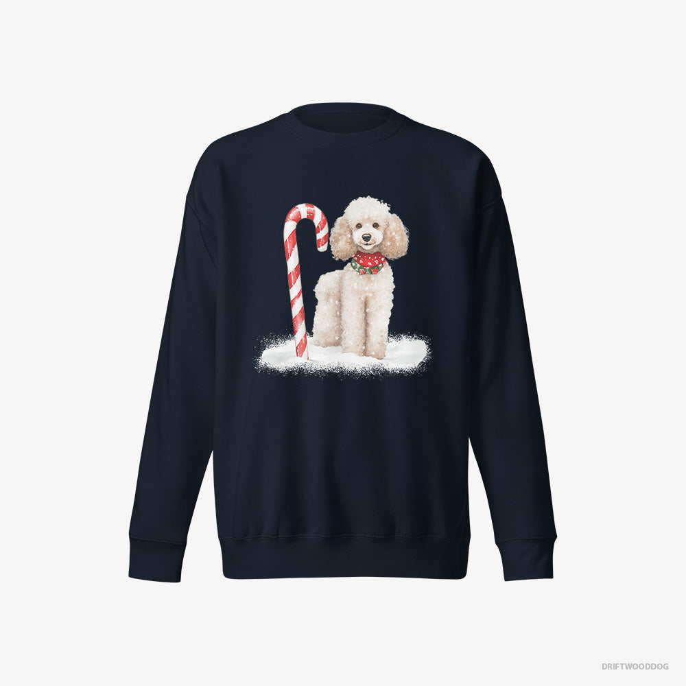 Poodle with a Christmas Candy Cane – Men's Sweatshirt Navy Eco – Eco-Friendly