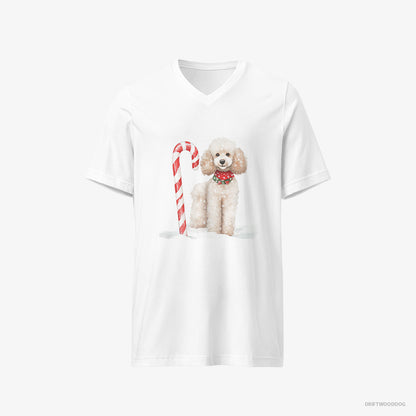 Poodle with a Christmas Candy Cane White T-Shirt