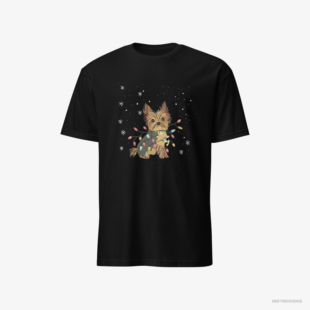 Yorkshire Terrier Wrapped in a String of Christmas Lights Classic T-Shirt