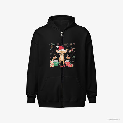 Chihuahua in a Festive Christmas Setting Black Hoodie