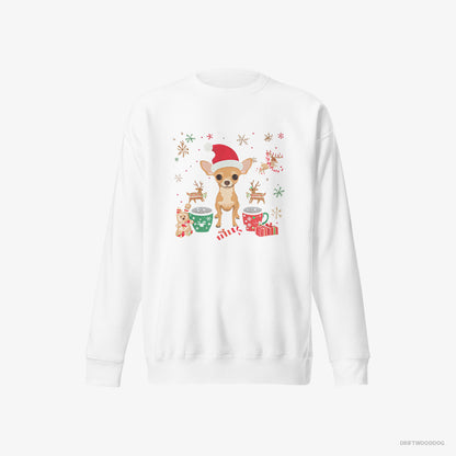 Chihuahua in a Festive Christmas Setting White Sweatshirt