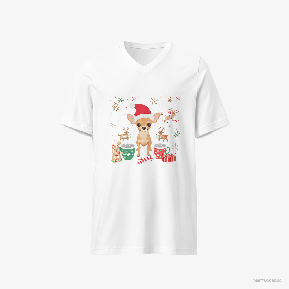 Chihuahua in a Festive Christmas Setting V-Neck T-Shirt