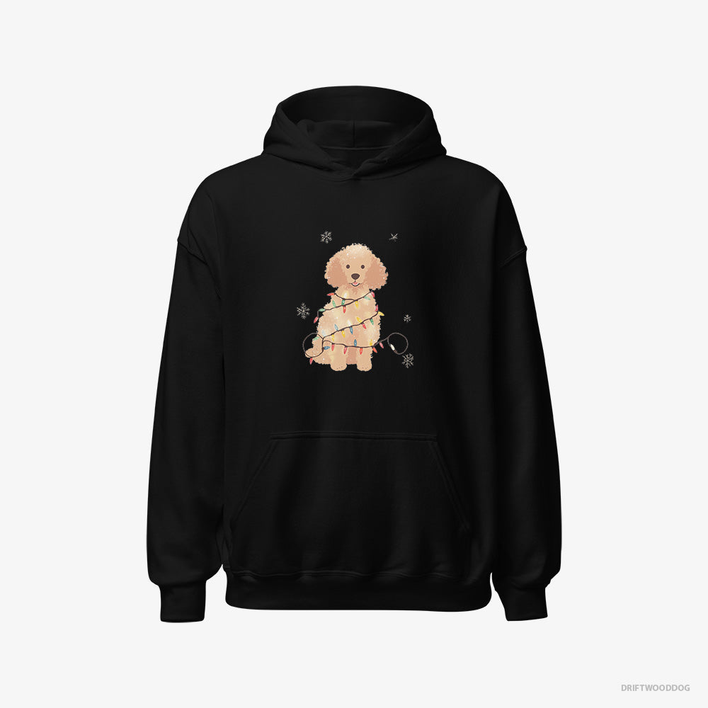 Poodle Twinkling with Christmas Lights – Women's Hoodie Black – Classic