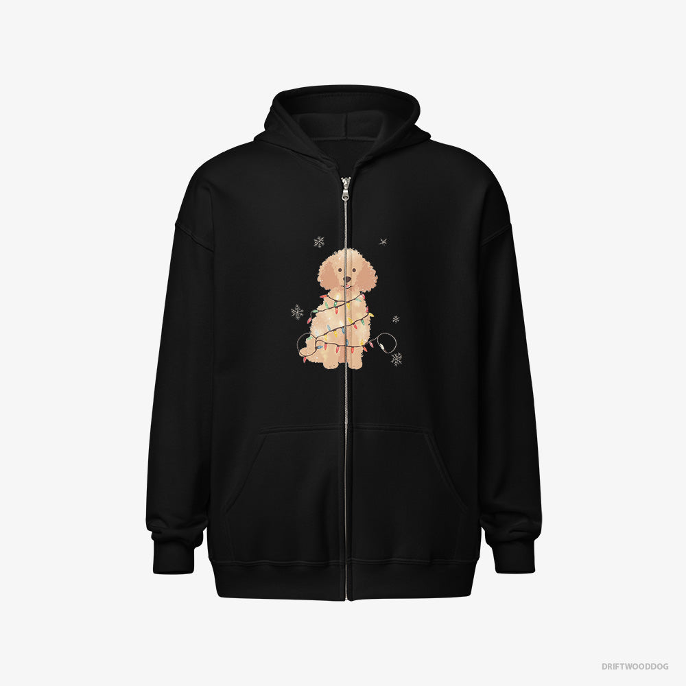 Poodle Twinkling with Christmas Lights Full-Zip Hoodie