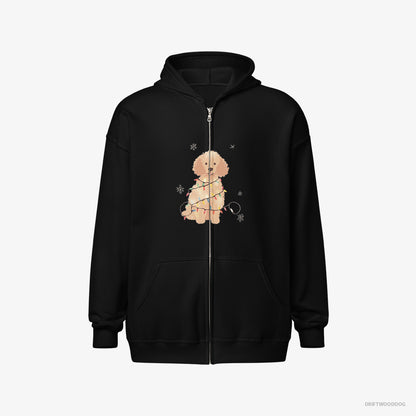 Poodle Twinkling with Christmas Lights Black Hoodie