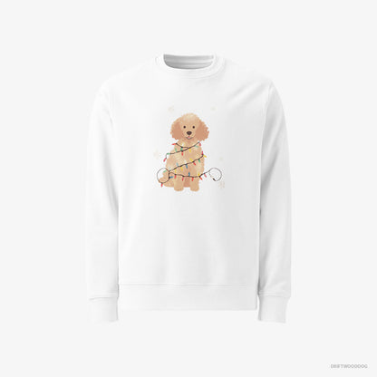 Poodle Twinkling with Christmas Lights White Sweatshirt