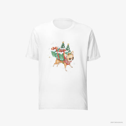 Chihuahua with Christmas Gifts and Snacks White T-Shirt