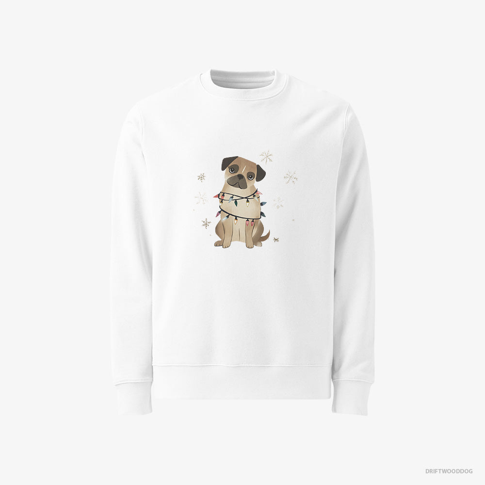 Pug Wrapped in Christmas Lights Classic Sweatshirt