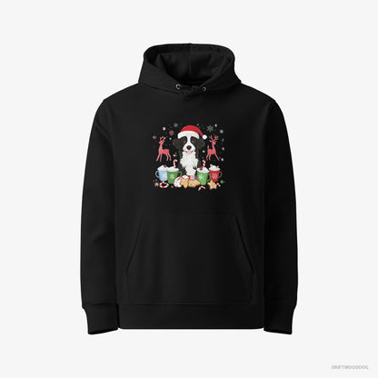 Border Collie Hoodie – Men Black Hoodie Eco-Friendly – Celebrating the Christmas Season (on White Background)