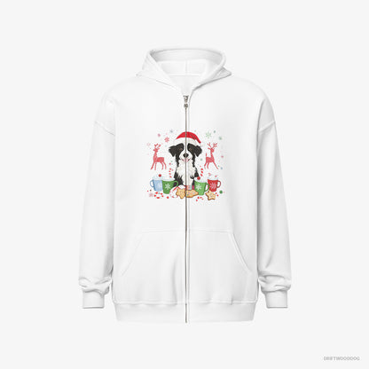 Border Collie Celebrating the Christmas Season White Hoodie