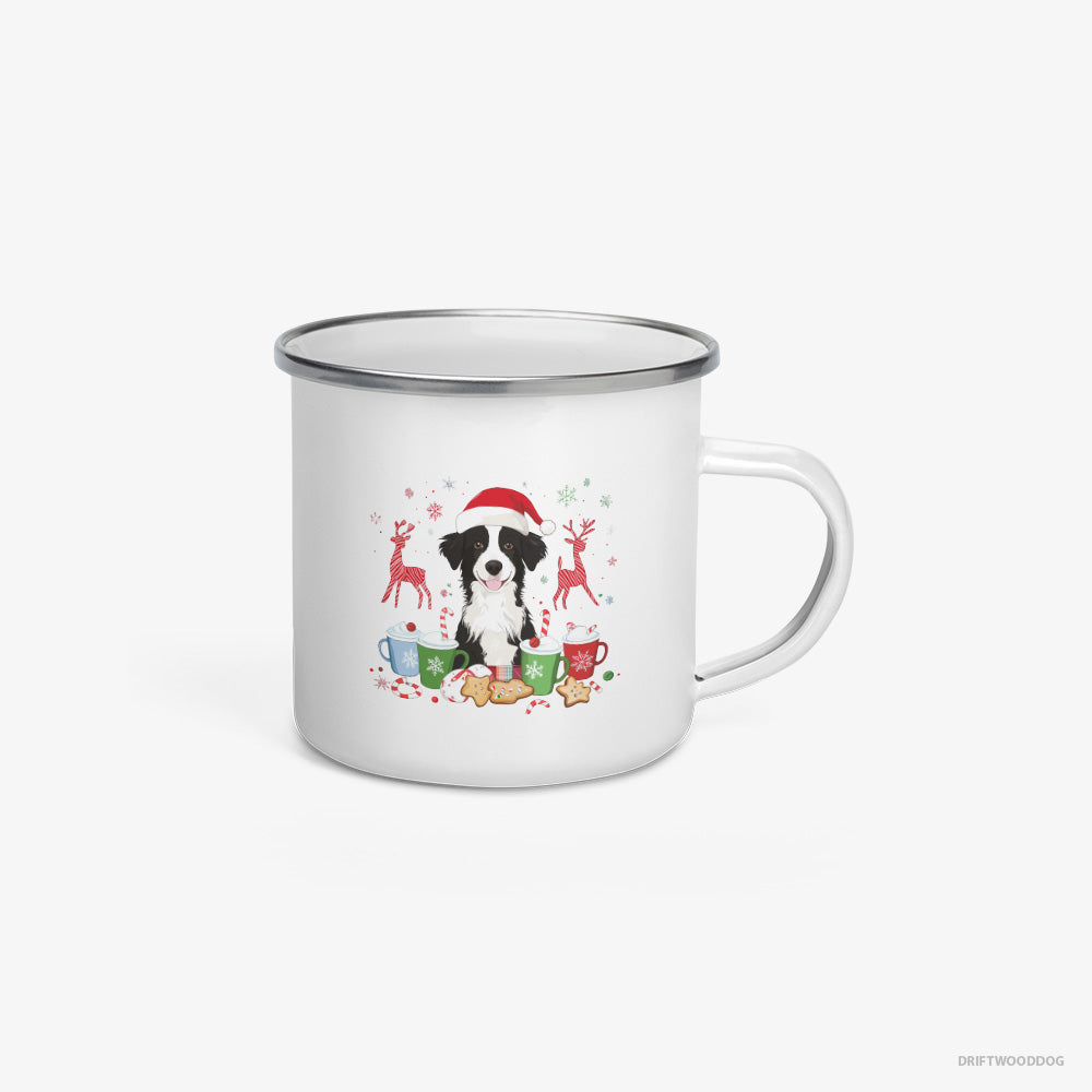 Border Collie Celebrating the Christmas Season Enamel Mug