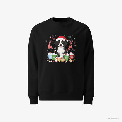 Border Collie Sweatshirt – Men Black Sweatshirt Classic – Celebrating the Christmas Season (on White Background)