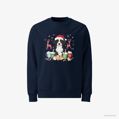 Border Collie Celebrating the Christmas Season Navy Sweatshirt