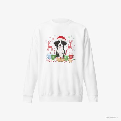 Border Collie Celebrating the Christmas Season White Sweatshirt