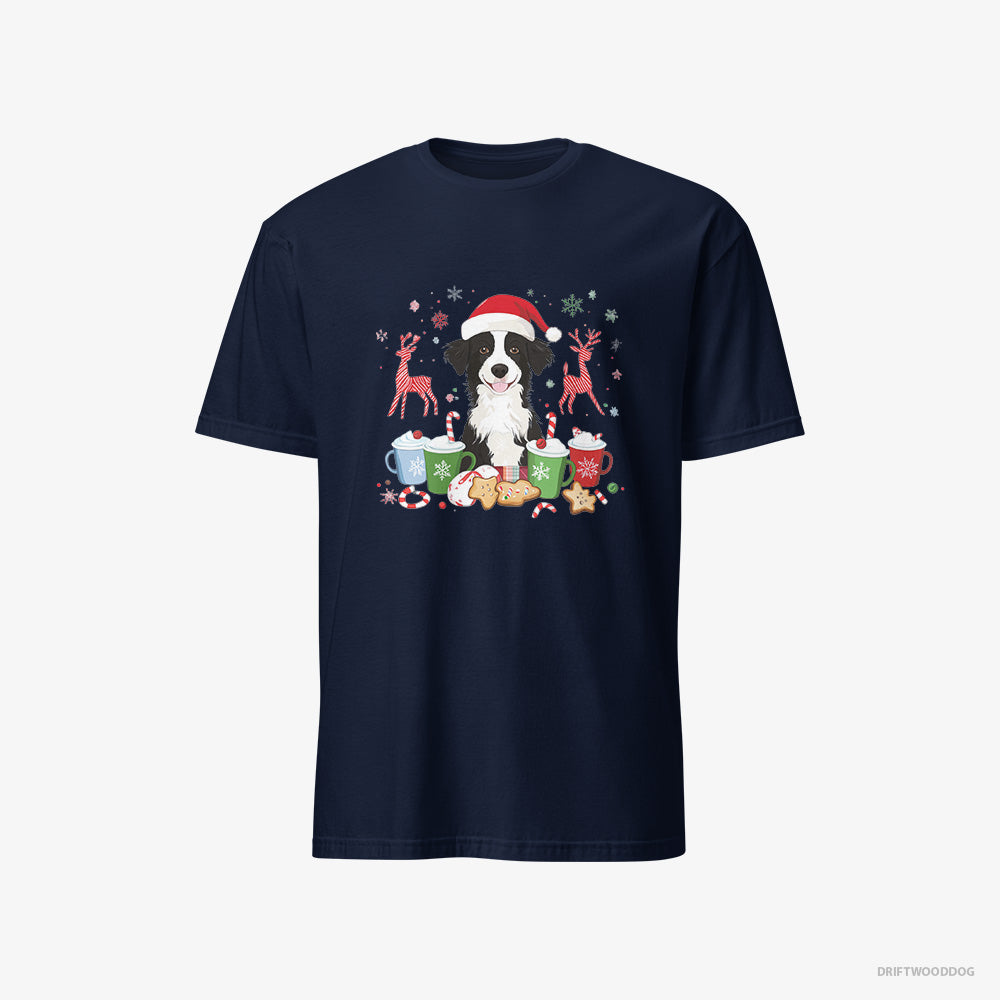 Border Collie T-Shirt – Men Navy T-Shirt Classic – Celebrating the Christmas Season (on White Background)