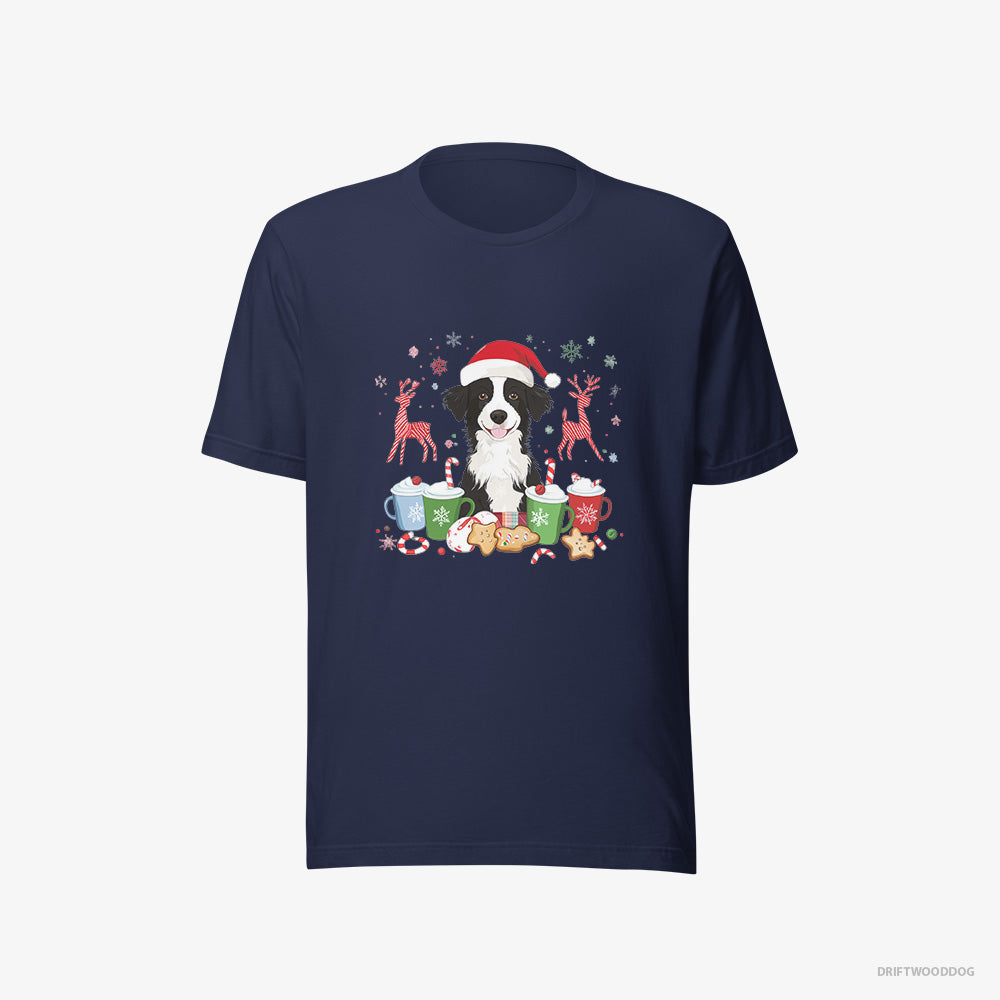 Border Collie T-Shirt – Men Navy T-Shirt Eco-Friendly – Celebrating the Christmas Season (on White Background)