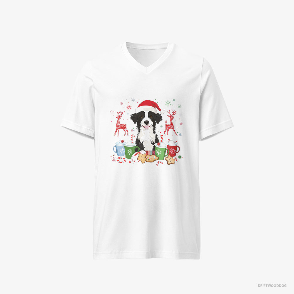 Border Collie Celebrating the Christmas Season V-Neck T-Shirt