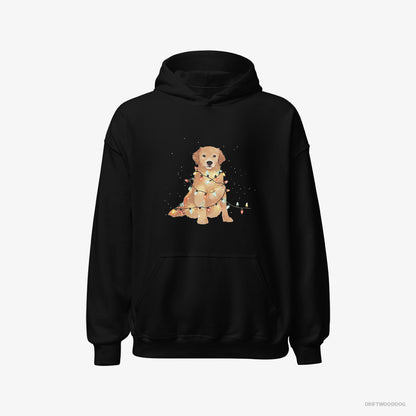 Golden Retriever Adorned with Christmas Lights Black Hoodie