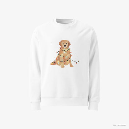 Golden Retriever Adorned with Christmas Lights White Sweatshirt