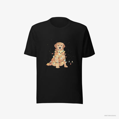 Golden Retriever Adorned with Christmas Lights Black T-Shirt