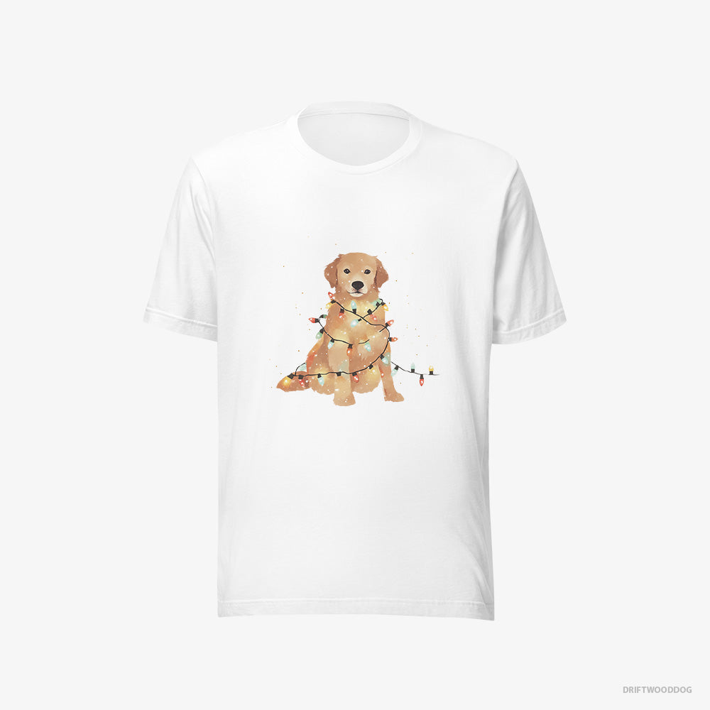 Golden Retriever Adorned with Christmas Lights – Men's T-Shirt White Eco – Eco-Friendly