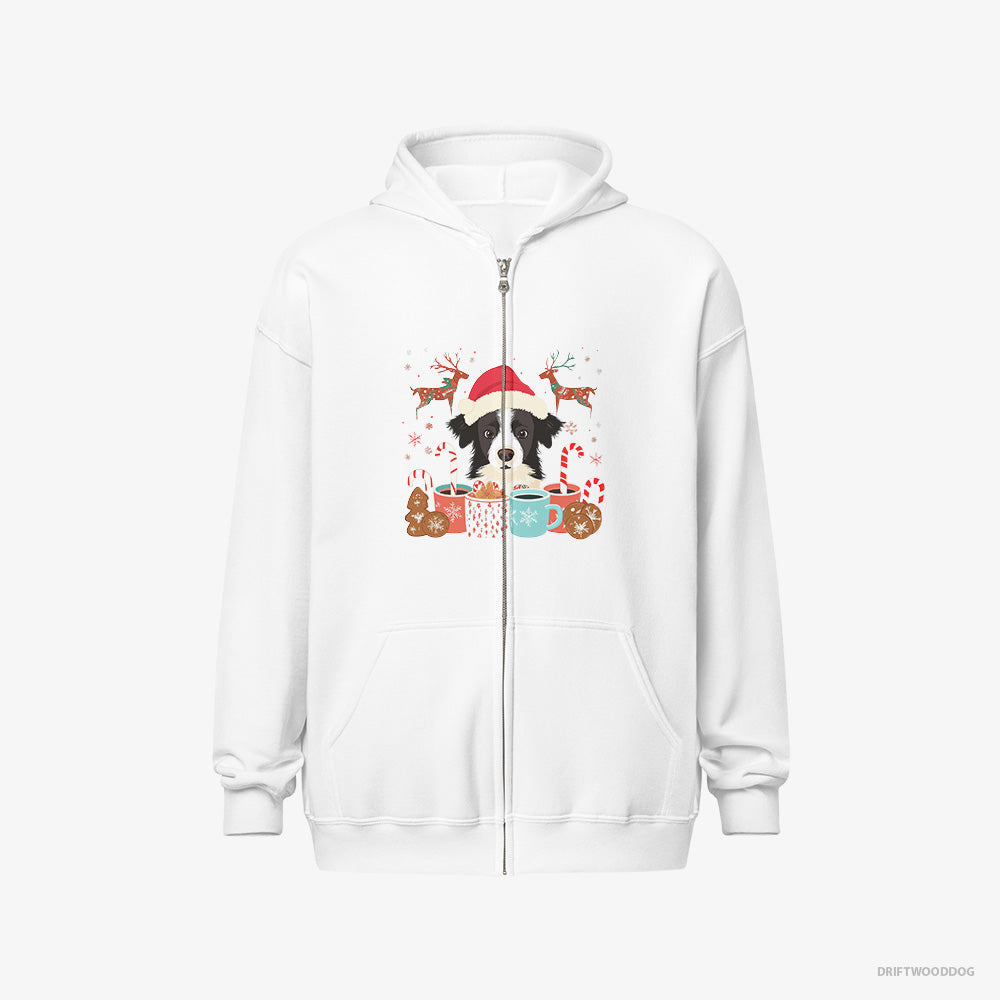 Cute Border Collie in a Christmas Theme – Men's Hoodie White Full-Zip – Full-Zip