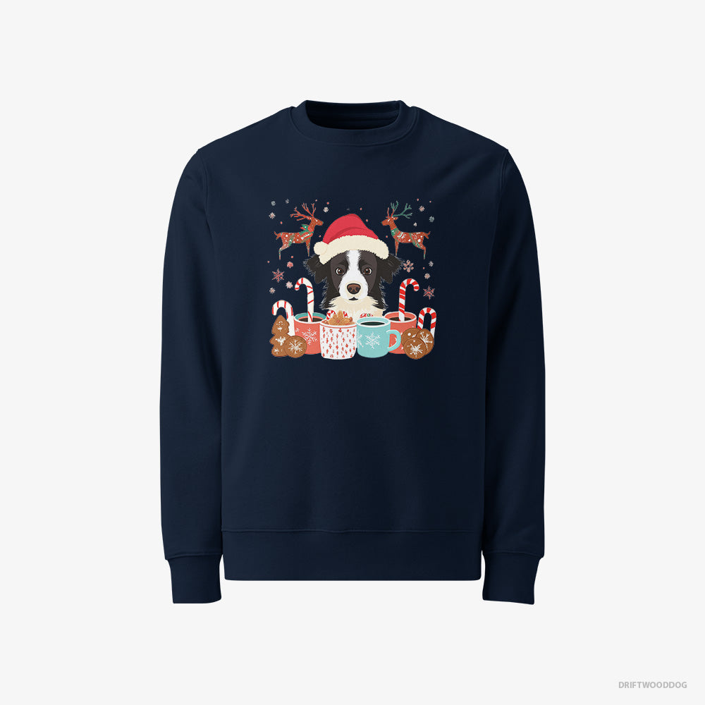 Border Collie Sweatshirt – Men Navy Sweatshirt Classic – in a Christmas Theme (on White Background)