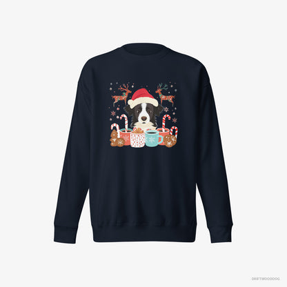 Border Collie in a Christmas Theme Navy Sweatshirt