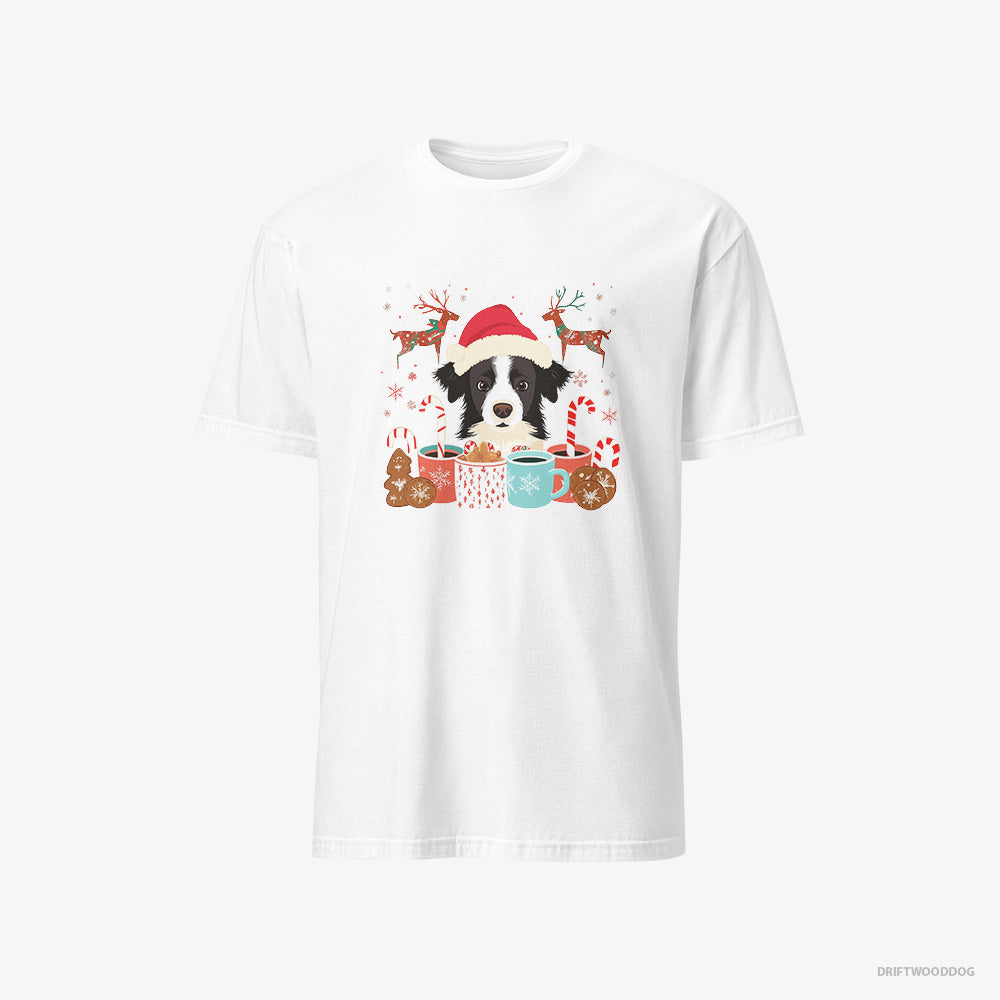 Border Collie T-Shirt – Men White T-Shirt Classic – in a Christmas Theme (on White Background)