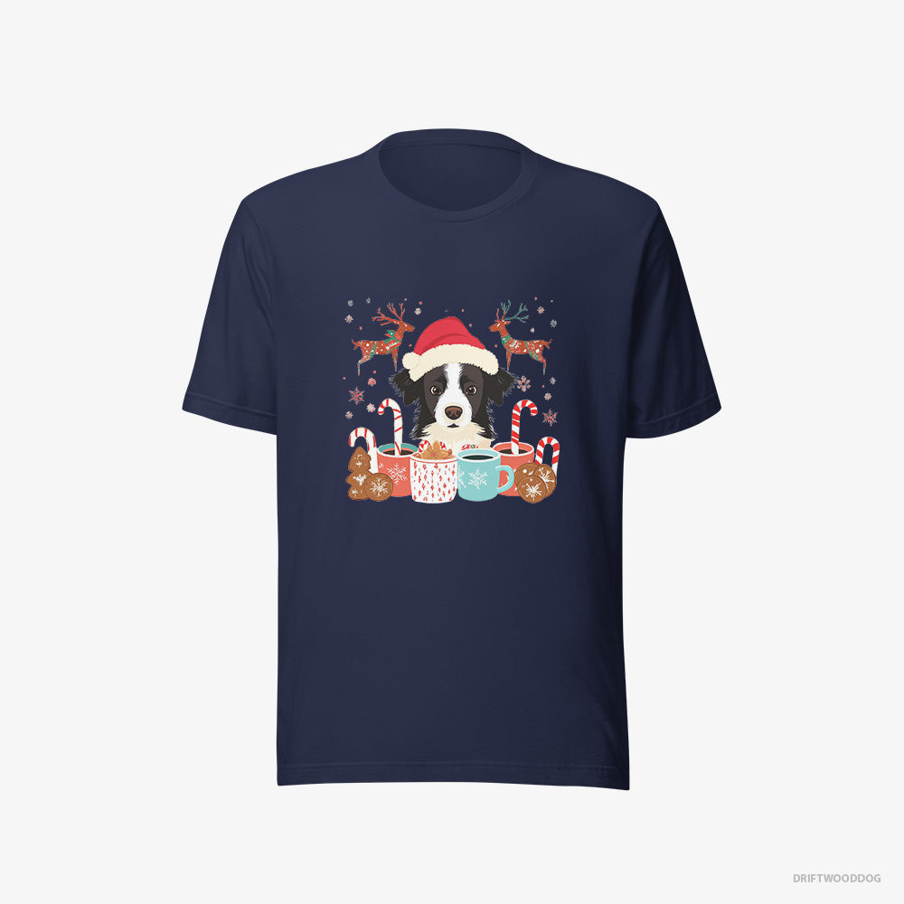 Border Collie T-Shirt – Men Navy T-Shirt Eco-Friendly – in a Christmas Theme (on White Background)