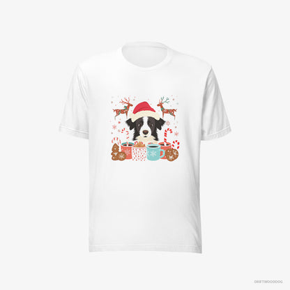 Border Collie in a Christmas Theme White T-Shirt