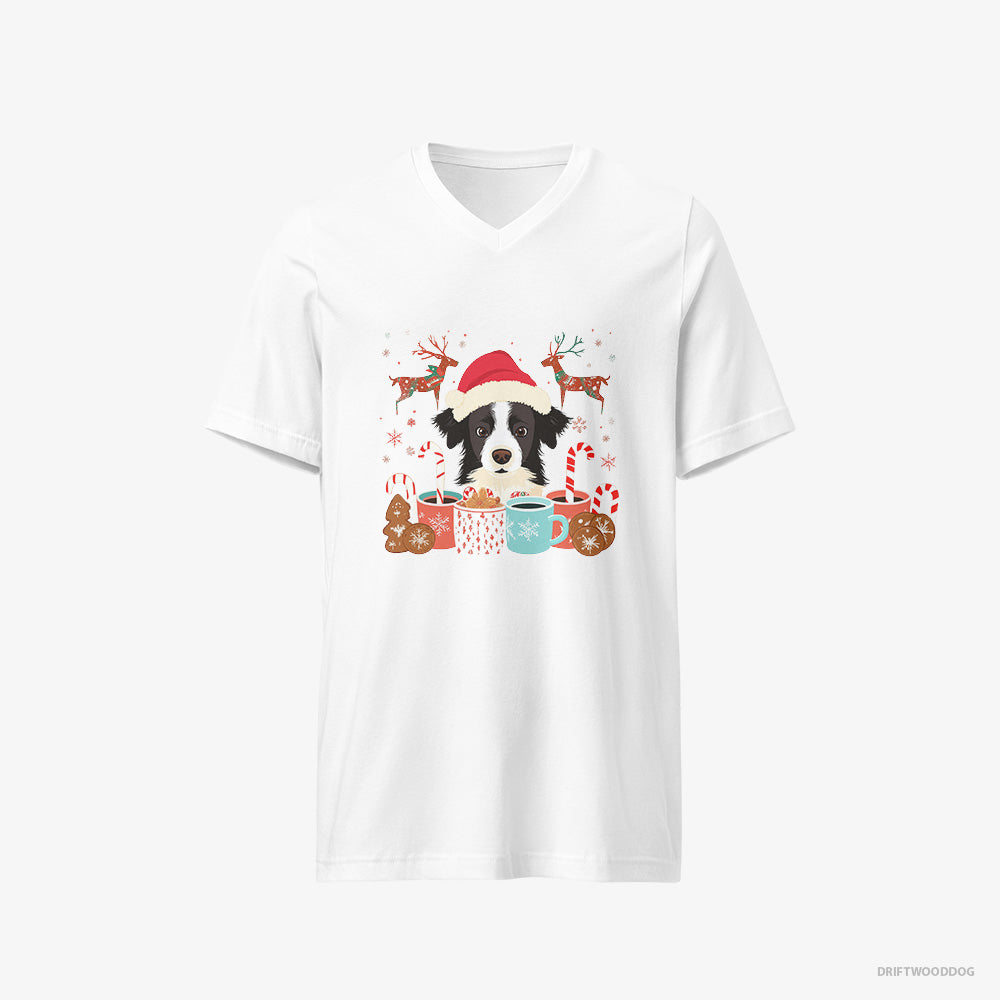 Border Collie in a Christmas Theme V-Neck T-Shirt