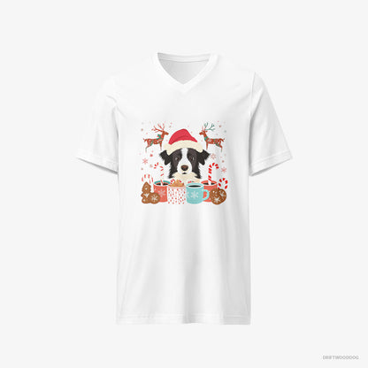 Border Collie in a Christmas Theme White T-Shirt