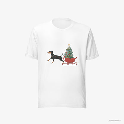 Dobermann Dragging a Tree on a Sled White T-Shirt