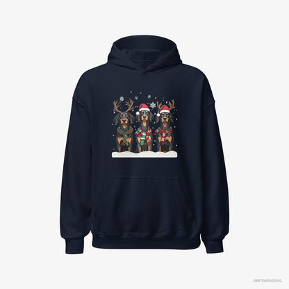 Dobermann Dogs in the Christmas Spirit Navy Hoodie