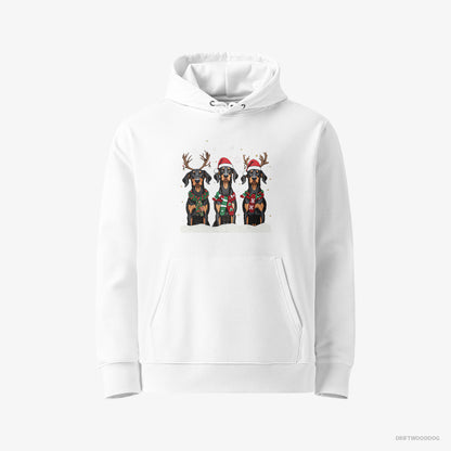 Dobermann Dogs in the Christmas Spirit White Hoodie