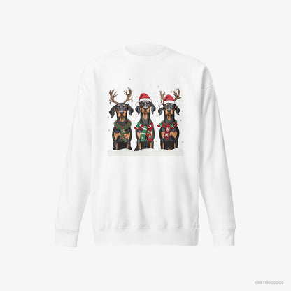 Dobermann Dogs in the Christmas Spirit White Sweatshirt