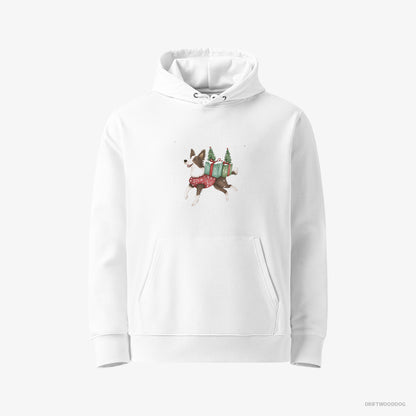 Border Collie with Christmas Treats and Gifts White Hoodie