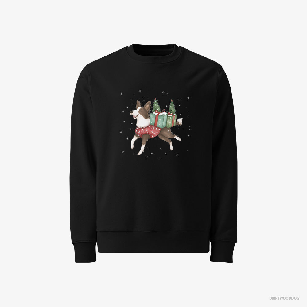 Border Collie Sweatshirt – Men Black Sweatshirt Classic – with Christmas Treats and Gifts (on White Background)