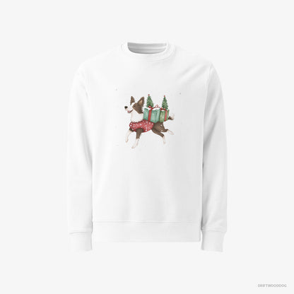 Border Collie with Christmas Treats and Gifts White Sweatshirt