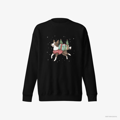 Border Collie with Christmas Treats and Gifts Black Sweatshirt