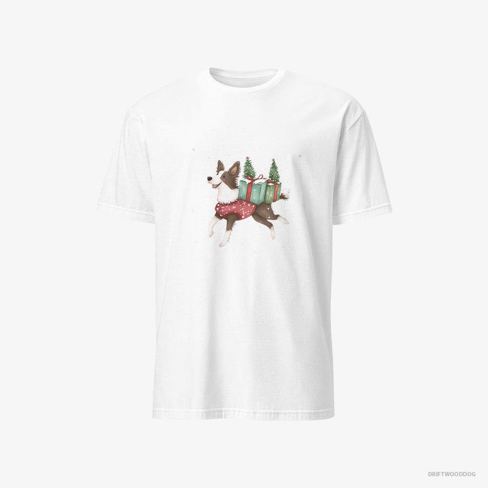 Border Collie T-Shirt – Men White T-Shirt Classic – with Christmas Treats and Gifts (on White Background)