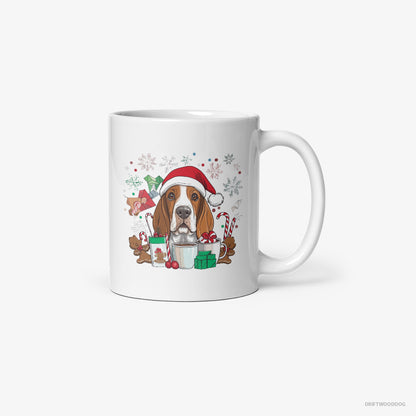 Basset Hound Surrounded by Christmas Magic White Mug