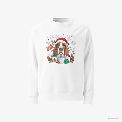 Basset Hound Surrounded by Christmas Magic White Sweatshirt