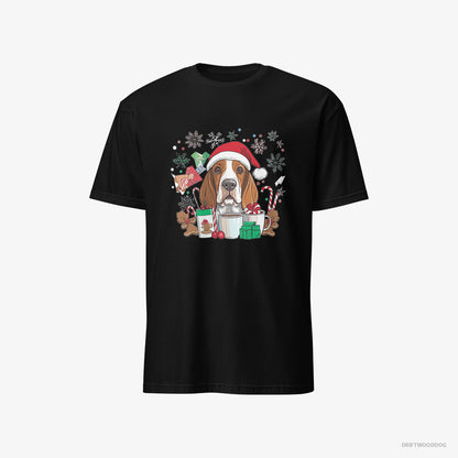 Basset Hound Surrounded by Christmas Magic Black T-Shirt