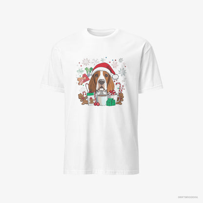 Basset Hound Surrounded by Christmas Magic White T-Shirt